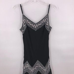 Jkara NY black chiffon white beaded flapper dress